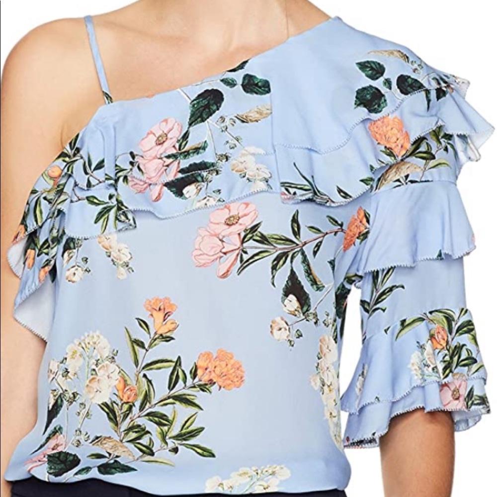 PARKER Clayton Ruffle Popover Silk Top